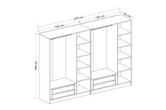 Medway Kledingkast met 6 Deuren, 4 Lades en Spiegel, Wit