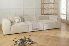 Frid Ruffelfluwelen 3-Zitsbank, Wit