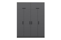 Medway Kledingkast met 4 Deuren en Bovenkast, 210 cm, Antraciet