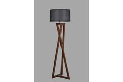 Cara Cilinder Vloerlamp, Walnoot en Zwart