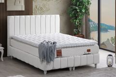 Narva Box, Hoofdbord En Real Matras Met Pad, Wit, 90X190