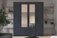 Washiba 4 Door Wardrobe, Grey