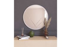 Mone Decoratieve Ronde Spiegel 57 cm, Wit