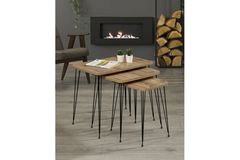 Tubihome Rechthoekige Bijzettafel, Eiken