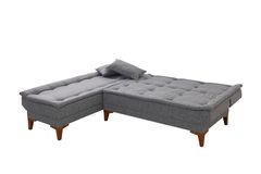 Kelly Hoekbank Links In Linnen Stof, Donkergrijze