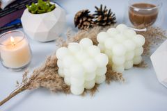 Bubble Candle Set Of 2, Cream