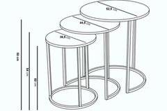 Tubihome Bijzettafelset, Metaal, Zwart Glas