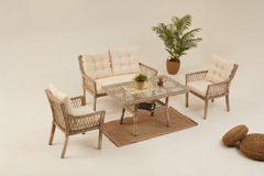 Pirus Rattan 2+1+1 Tuinloungeset, Beige