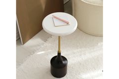 Mira Side Table, White & Gold