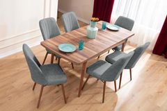 Lydiana Eettafelset voor 6 Personen, 130x80 cm, Grijs