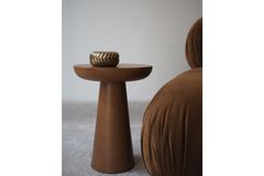 Tucas Home Mushroom Side Table, 28 cm, Dark Wood