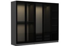 Medway Tideway Garderobe met 5 Glazen Deuren en 2 Laden, 210 cm, Antraciet en Zwart