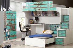 Summer Stapelbed met Bureau, 90x190 cm, Wit