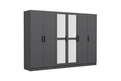 Medway Tideway Kledingkast met 6 Deuren, 2 Lades en Spiegel, 190 cm, Antraciet