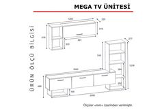 Mega TV-Meubel, Wit en Walnoot