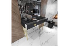 Nysa Consoletafel met 2 Lades, Antraciet & Goud