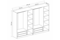 Medway Tideway Kledingkast met 6 Deuren en 4 Lades, 190 cm, Wit en Zwart