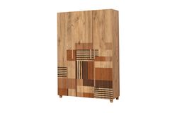 Leva Colorblock Kledingkast met 3 Deuren, Pijnboom