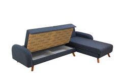 Hera Hoekbank met slaapfunctie met dubbel opslagruimte, Donkerblauw