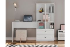 Zenio Desk with Bookcase, 155 cm, White