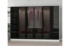 Medway Tideway Kledingkast met 6 Deuren en 4 Lades, 190 cm, Wit en Zwart