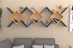Tonish Wall Mounted Boocase, Yellow & Anthracite