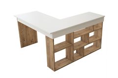 Boston Study Desk, White & Light Wood