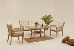 Pirus Rattan 2+1+1 Tuinloungeset, Beige