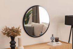 Wood Ronde Wandspiegel 50 cm, Zwart
