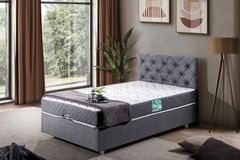 Peggy Plus Boxspringbedset, 100x200 cm, Grijs