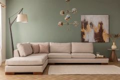 Tulip Hoekbank Links, Creme (Zonder pouf)