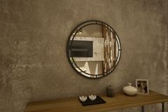 Harmonie Decoratieve Dressoir Spiegel, 70 cm, Antraciet en Zilver