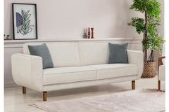 Larus 3-Zitsbank, Creme, Walnoot Poten