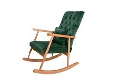 Asedia Trend Schommelstoel Gestoffeerd, Groene & Natuurlijke Kleur