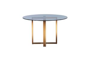 Potrica 4 Seat Fixed Dining Table, Glass & Brass