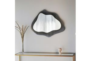 Layered Wave Wall Mirror, Dark Grey