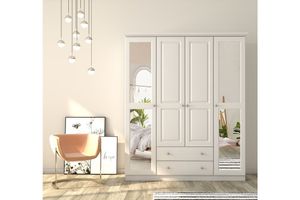 Myra Kleiderschrank mit 4 Türen und 2 Schubladen, Weiß