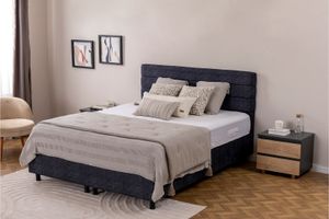 Antracitová postel s úložným prostorem a s čelem Panna, 160x200