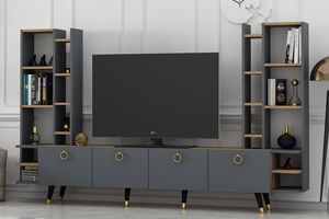 Gold TV-Möbel, Anthrazit