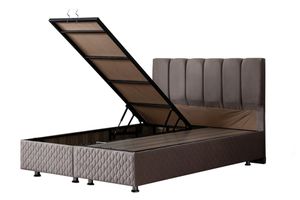 Tetra Box, Hoofdbord En Matras, Grijs, 140X190