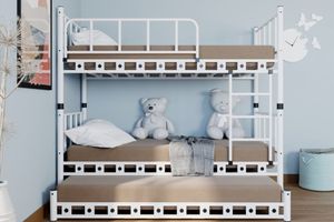 Lily Bunk Bed with Trundle, 90 x 190 cm, White