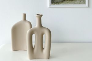 Lotus & Celery Ceramic Vase Set, Beige