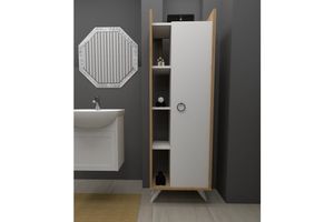 Nube Tall Cabinet, White & Wood