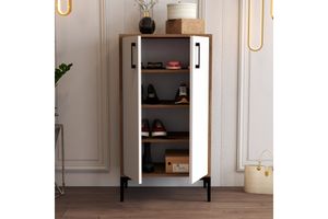 Prague Shoe Cabinet, Walnut & White
