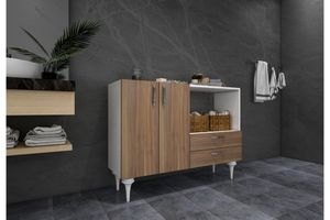 Ignis Bathroom Cabinet, White & Dark Wood