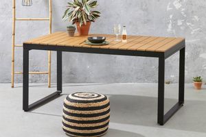 Zenio Garden Table, 90 x 180 cm, Light Wood & Black