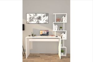 Praktischer Schreibtisch mit Bücherregal, Weiß
