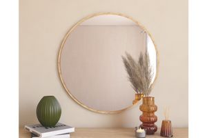 Mone Decorative Round Wall Mirror, 60 x 60 cm, Natural