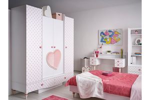 Love 4 Door Children's Wardrobe, White & Pink