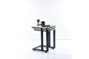 Mono C Bijzettafel, 3 Dlg, Antraciet, Wit Marmer